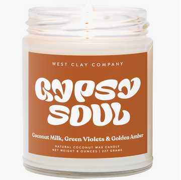 West Clay | Gypsy Soul Candle - Coconut Milk,  Green Violets & Amber